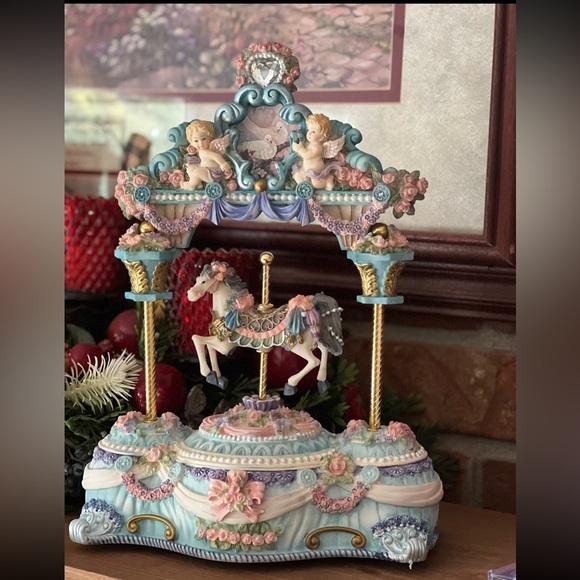 Rare Vintage 1970's Hand
Painted Cherub Musical
Carousel Featuring
Motion Horse - Picture 2 of 8